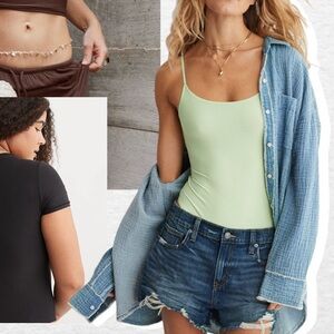 Aerie green mint Bodysuit smoothez by aerie size large